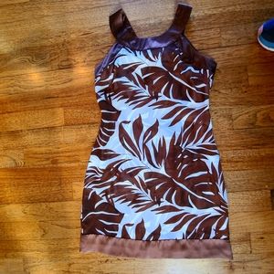 Women's Palm Print Brown & White Size 12 Dress